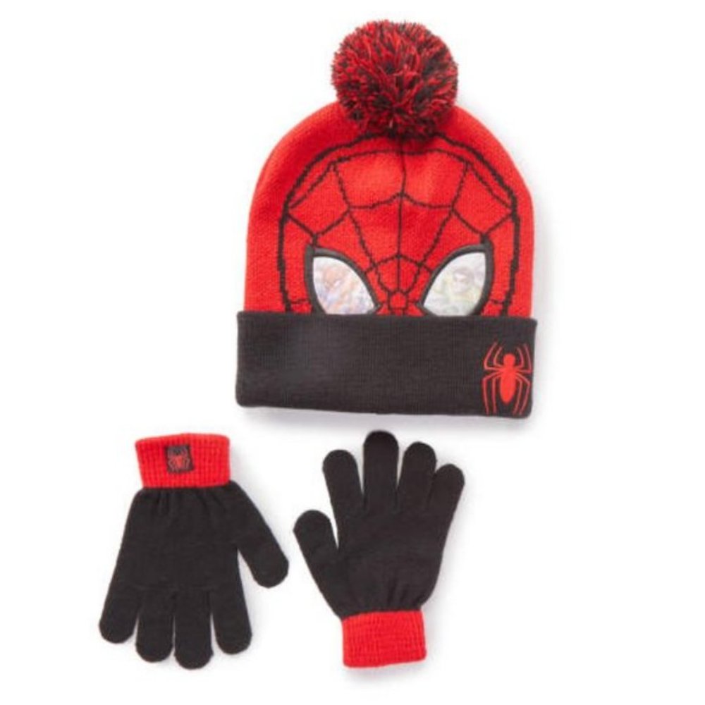 Red and Black Spiderman Hat & Gloves 2-Piece Set